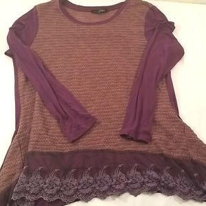 Lace handkerchief hem Tunic shirt XL